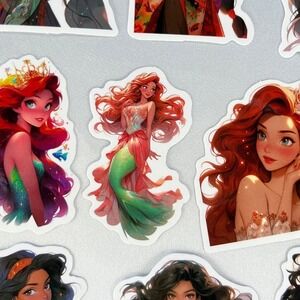 Disney Princess Little Mermaid Ariel Frozen Mulan Heroine Anime Style Stickers